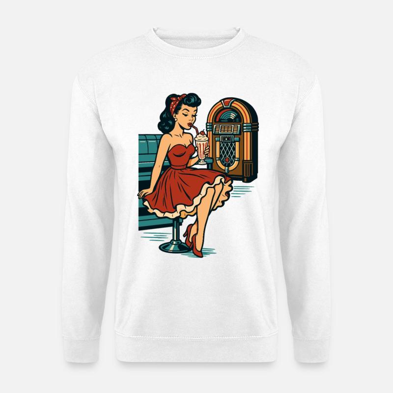 Rockabilly 50er Diner Milchshake Jukebox Retro  - Unisex Pullover - Weiß