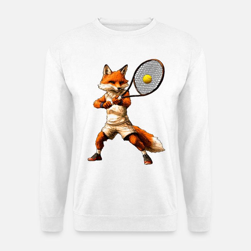 Fuchs Tennisspieler - Unisex Pullover - Weiß