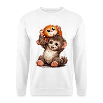 Cute Monkey Punch Japanese Meme - Unisex Sweatshirt - white - Front