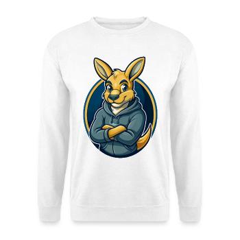 Kangaroo Kawaii Maskottchen Cartoon Clipart Logo Abzeichen - Unisex Pullover - Weiß - Vorne