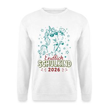 Endlich Schulkind 2026 Unicorn Feier - Unisex Pullover - Weiß - Vorne
