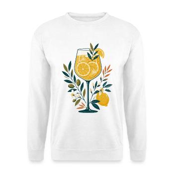 Mittelmeer-Zitronenspritz - Unisex Pullover - Weiß - Vorne - Alina (178cm) & Michal (187cm)