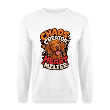 Ungarischer Pointer - Unisex Pullover - Weiß - Vorne - Alina (178cm) & Michal (187cm)