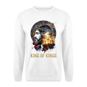 King of Kings Jesus Christus - Unisex Pullover - Weiß - Vorne - Alina (178cm) & Michal (187cm)