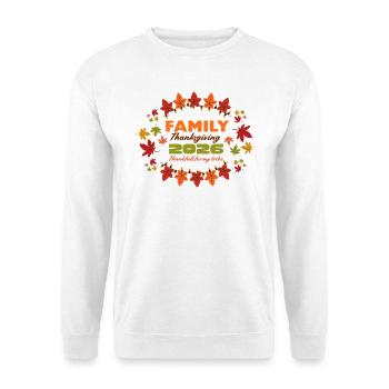 Familien-Thanksgiving 2026 Leaf Burst - Unisex Pullover - Weiß - Vorne - Alina (178cm) & Michal (187cm)
