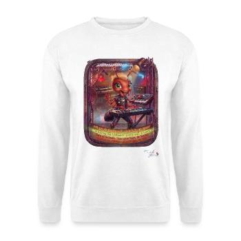 Ameise MALÚ Keyboard Synthesizer Band Rock Pop Art - Unisex Pullover - Weiß - Vorne - Alina (178cm) & Michal (187cm)