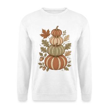 Herbstlicher Kürbisturm - Unisex Pullover - Weiß - Vorne - Alina (178cm) & Michal (187cm)