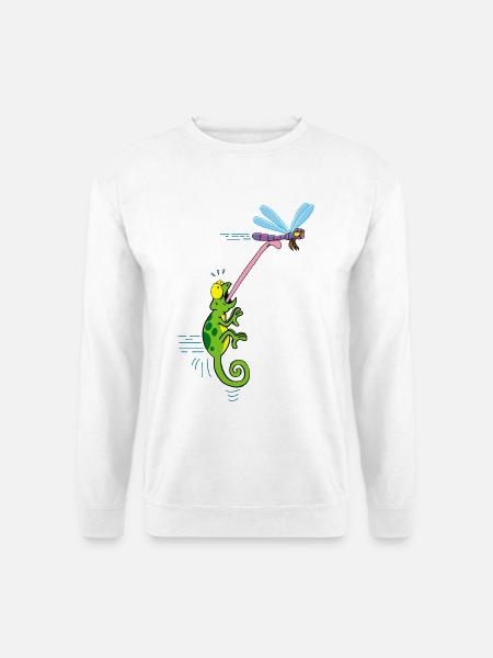 Chamäleon und Libellen - Unisex Pullover - Weiß