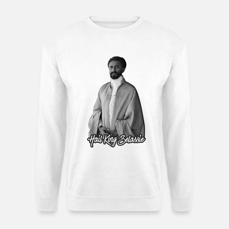 Hail King Selassie Jah Rastafari Roots Reggae - Unisex Pullover - Weiß