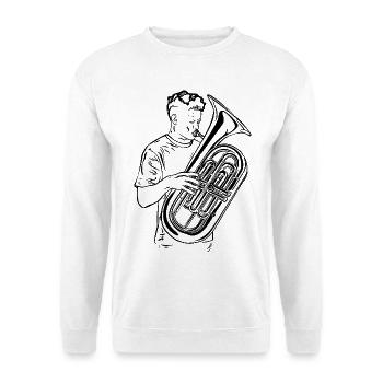 Tubaspieler Zeichnung - Unisex Pullover - Weiß - Vorne