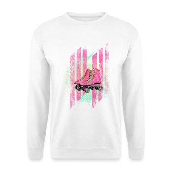 Motif avec patins à roulettes couleurs des années 60 - Sweat-shirt Unisexe - blanc - Devant