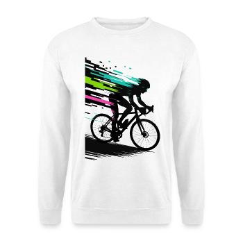 Glitch Pixel Cyclist – Digitale Speed Art - Unisex Pullover - Weiß - Vorne