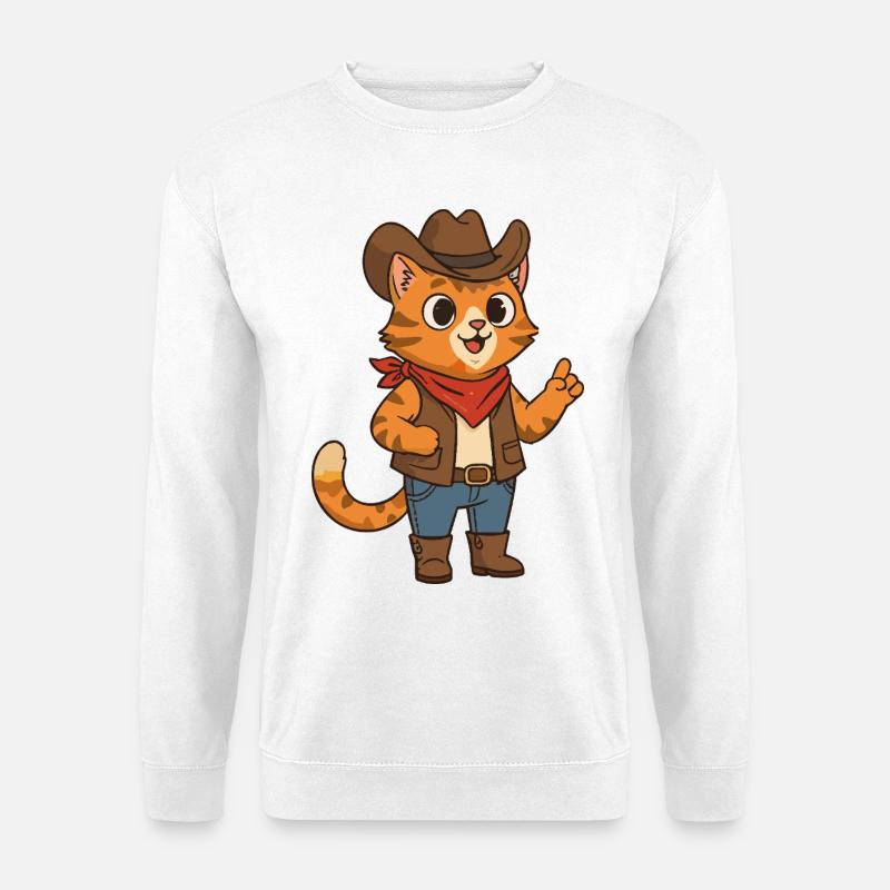 Wild West Katze Cowboy Design - Unisex Pullover - Weiß