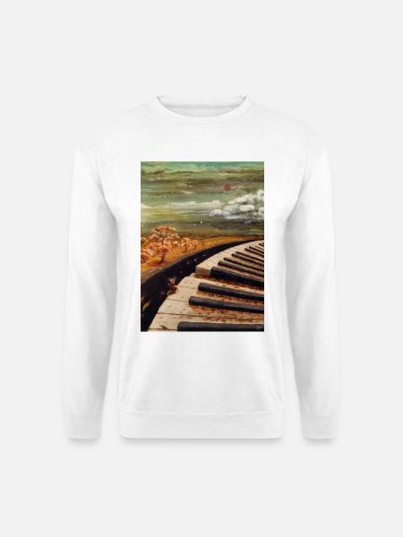 Paisaje de piano de oso de jengibre de otoño - Sudadera unisex - blanco