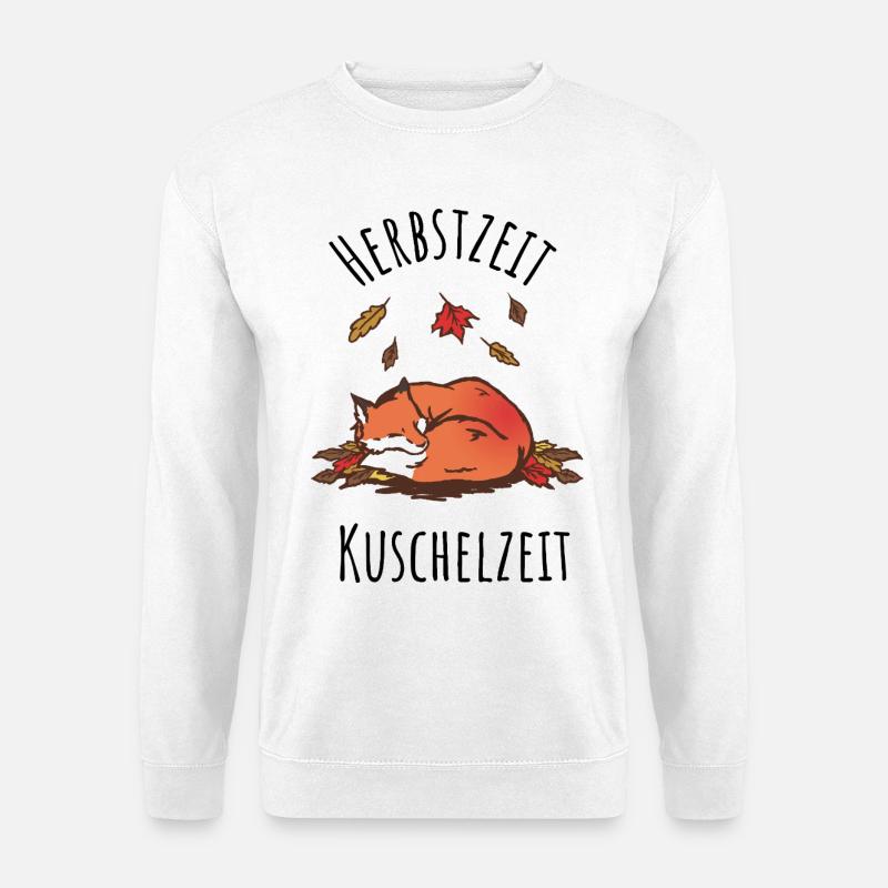 Schlafender Fuchs im Herbst Kuschelzeit - Unisex Pullover - Weiß