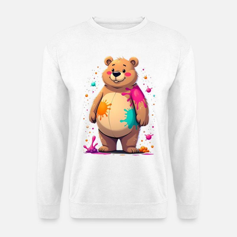 Kunterbunter Farbbär Kunst - Unisex Pullover - Weiß