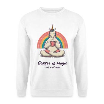 Kaffeezauber Einhorn Meditation - Unisex Pullover - Weiß - Vorne