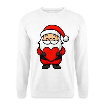 Weihnachtsmann mit Herz - Unisex Pullover - Weiß - Vorne