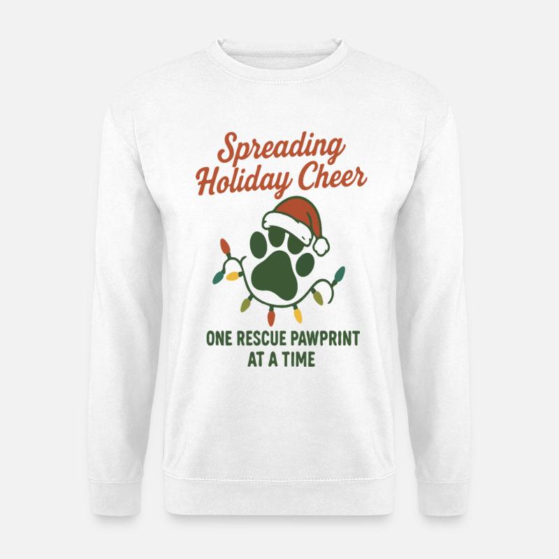 Weihnachtsfröhlichkeit Rettungspfotenabdruck Weihnachtskunst - Unisex Pullover - Weiß