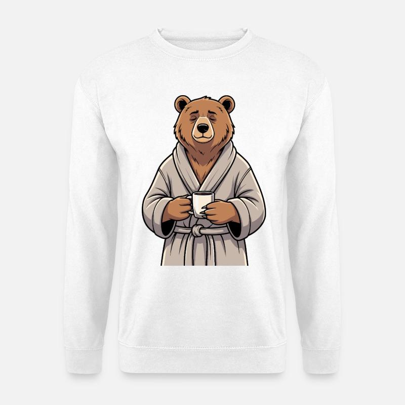Bear with coffee - Unisex Sweatshirt - white