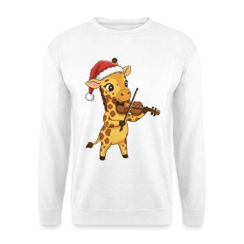 Weihnachtsgiraffen-Tier spielt Geige - Unisex Pullover - Weiß - Vorne