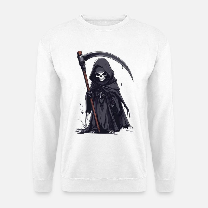 Sensenmann im schwarzen Gewand - Unisex Pullover - Weiß