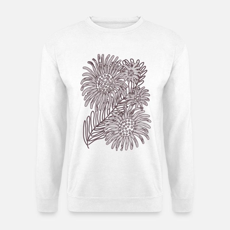 Schwarzweiße Gänseblümchenblüte - Unisex Pullover - Weiß