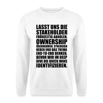Business Buzzword – Lustiger Meeting Spruch Büro - Unisex Pullover - Weiß - Vorne