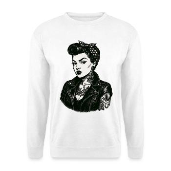 Rebellisches 50s Pin-Up Girl Lederjacke - Unisex Pullover - Weiß - Vorne