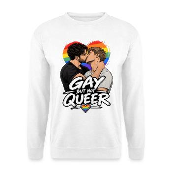Schwul, aber nicht queer - Unisex Pullover - Weiß - Vorne - Alina (178cm) & Michal (187cm)