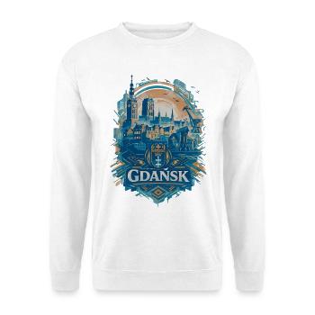 Gdańsk Skyline – Stolz & Heimat Danzig Design - Unisex Pullover - Weiß - Vorne - Alina (178cm) & Michal (187cm)