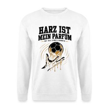 Handballer Geschenk – Harz statt Parfüm - Unisex Pullover - Weiß - Vorne - Alina (178cm) & Michal (187cm)