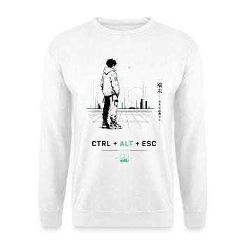 Cyberstadt Wanderer Hoodie - Unisex Pullover - Weiß - Vorne - Alina (178cm) & Michal (187cm)