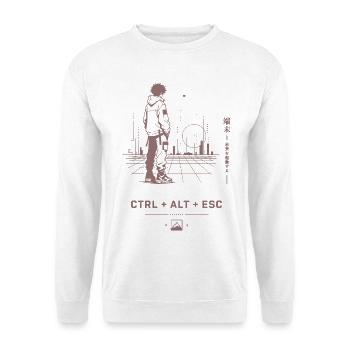 Ctrl Alt Esc: Retro City Walk - Unisex Pullover - Weiß - Vorne - Alina (178cm) & Michal (187cm)