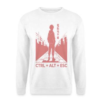 Ctrl Alt Escape Streetwear Silhouette - Unisex Pullover - Weiß - Vorne - Alina (178cm) & Michal (187cm)