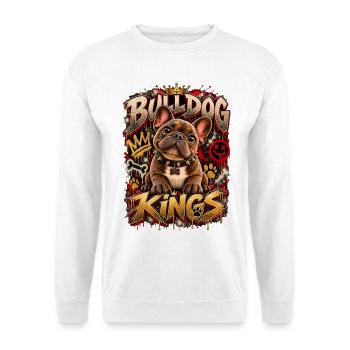 Bulldog Kings Graffiti-Thron - Unisex Pullover - Weiß - Vorne - Alina (178cm) & Michal (187cm)