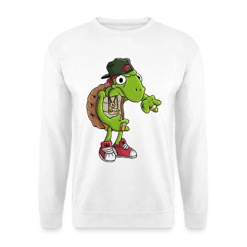 Hip-Hop Schildkröte - Unisex Pullover - Weiß - Vorne - Alina (178cm) & Michal (187cm)