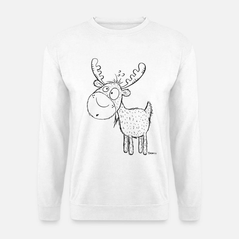 Lustiger Elch - Elche - Hirsch - Reh - Geschenk - Unisex Pullover - Weiß