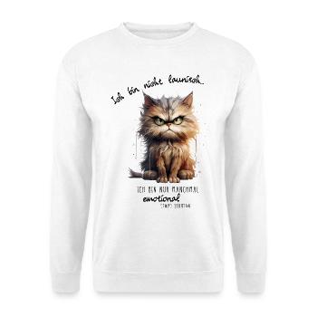Grimmige Katze im Aquarellstil - Unisex Pullover - Weiß - Vorne