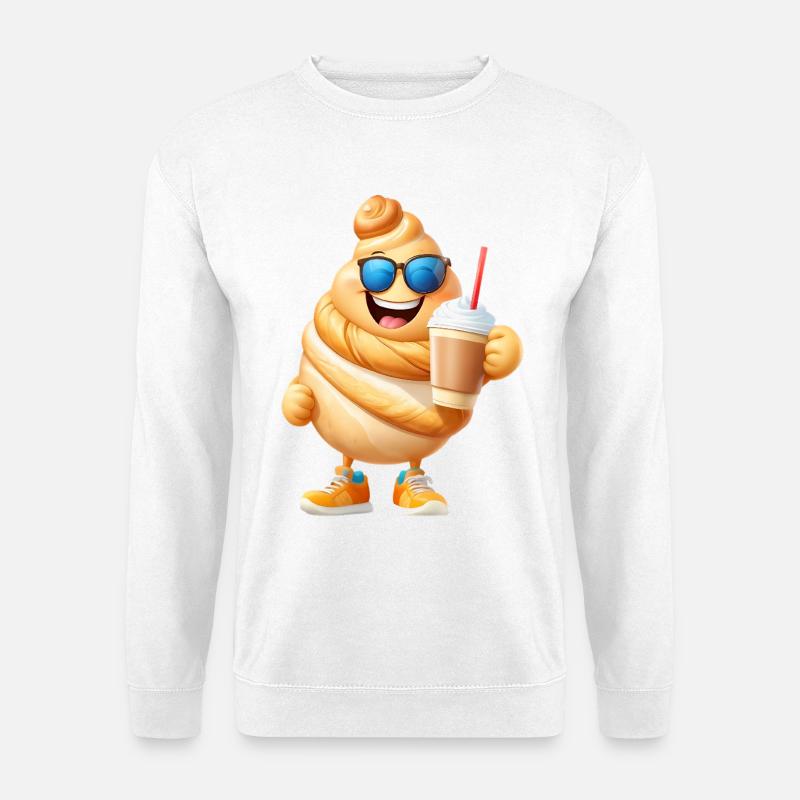 Croissant mit Kaffee - Unisex Pullover - Weiß