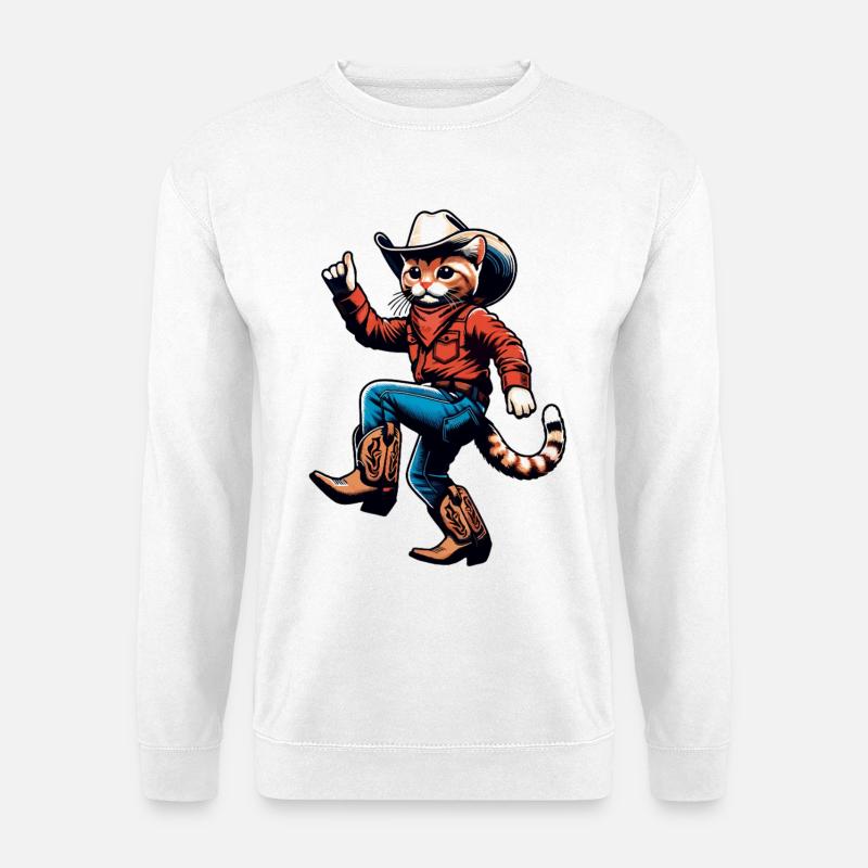 Katzencowboy Western Flair - Unisex Pullover - Weiß