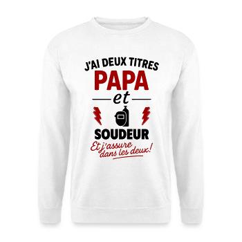 Papa Soudeur cadeau fête des pères Noël - Sweat-shirt Unisexe - blanc - Devant