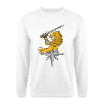 Aalto Asko Kunstlöwe und Stern - Unisex Pullover - Weiß - Vorne - Alina (178cm) & Michal (187cm)