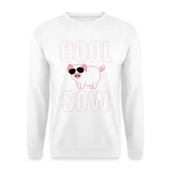 Cool Sow Pig with Sunglasses | Funny Farm Style - Unisex Pullover - Weiß - Vorne