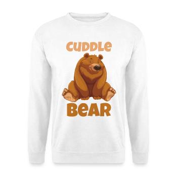 Kuschelbär-Illustration - Unisex Pullover - Weiß - Vorne - Alina (178cm) & Michal (187cm)