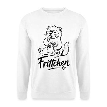 Frittchen Frettchen Fritten - Unisex Pullover - Weiß - Vorne - Alina (178cm) & Michal (187cm)