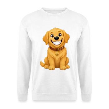 Funny Smile Golden Retriever – Number One - Unisex Pullover - Weiß - Vorne - Alina (178cm) & Michal (187cm)
