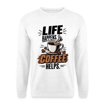 Life Coffee Kaffeefan Design - Unisex Pullover - Weiß - Vorne - Alina (178cm) & Michal (187cm)