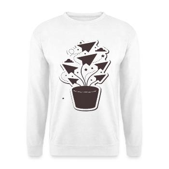 Papierflug-Pflanzenzauber - Unisex Pullover - Weiß - Vorne - Alina (178cm) & Michal (187cm)
