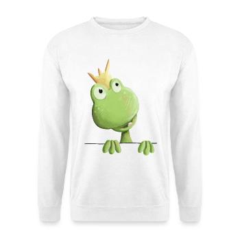 Süßer Froschkönig - Frosch Comic - Unisex Pullover - Weiß - Vorne - Alina (178cm) & Michal (187cm)